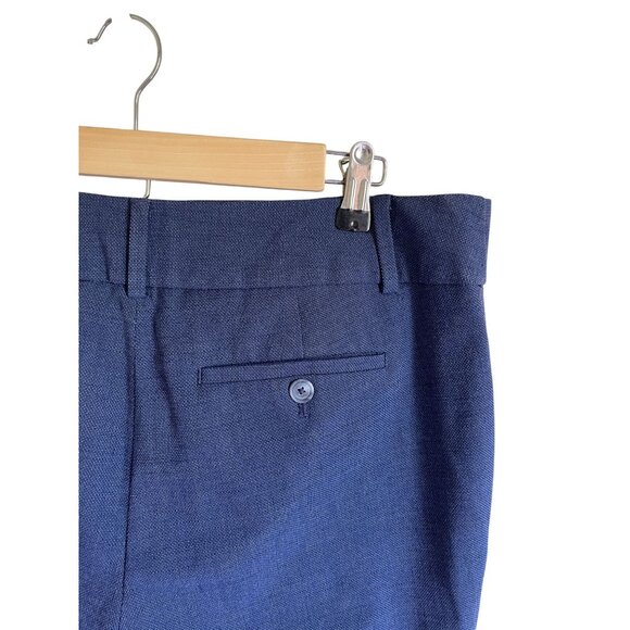 LOFT Size 8 Blue Marisa Trouser Linen Blend Straight Leg Career Work Office Busi - Picture 6 of 8